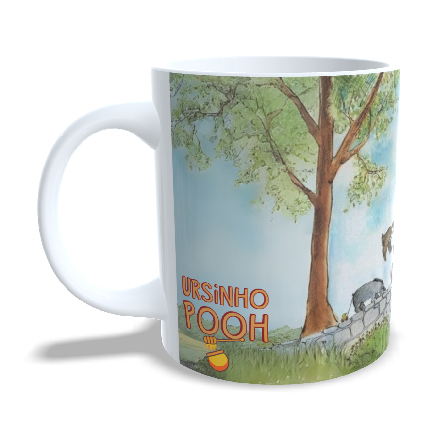Caneca Ursinho Pooh Floresta com Amigos A.A. Milne 325ml Porcelana Winnie the Pooh