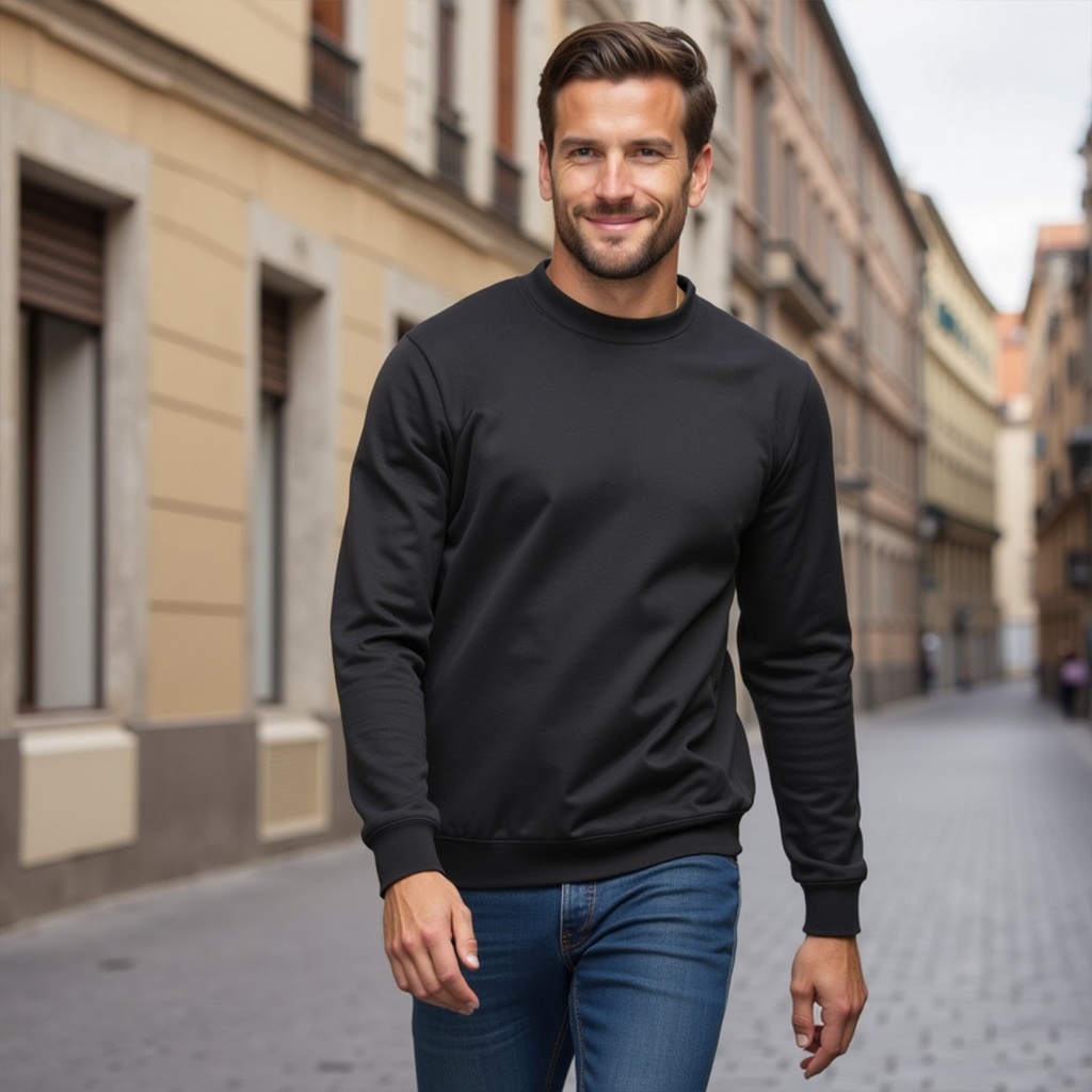 Blusa De Moleton Fechada Lisa Sem Bolso Sem Capuz Moletom Casaco de Frio