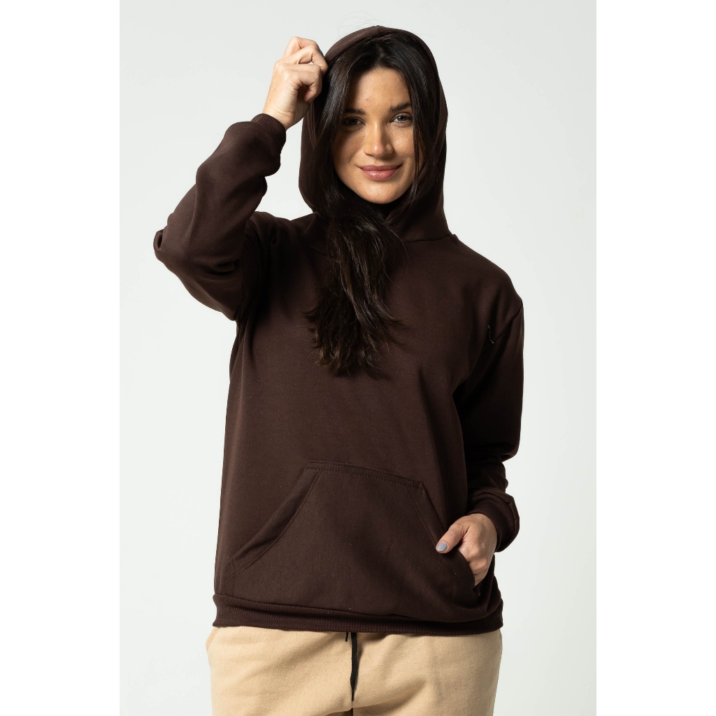 Moletom Canguru Unissex Feminino e Masculino Casaco Com Capuz Flanelado Blusa de Frio Algodão Liso