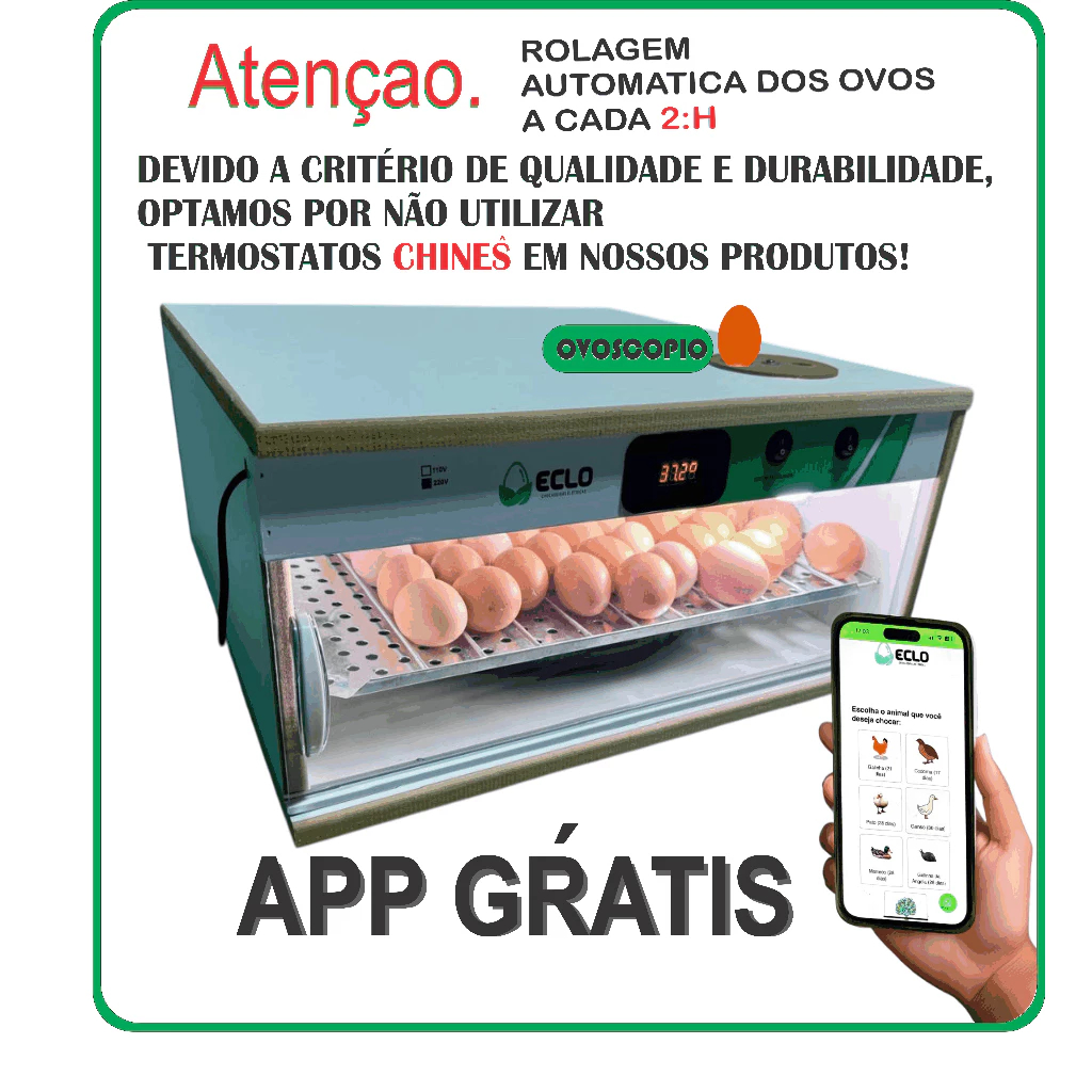 Chocadeira Automática 50 Ovos de Galinha + Ovoscópio - Eclo — imagem 2 de 2