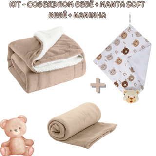 Kit 3 Itens Bebe - Manta sherpa bebe + Manta soft bebe + Naninha em Oferta na Shopee