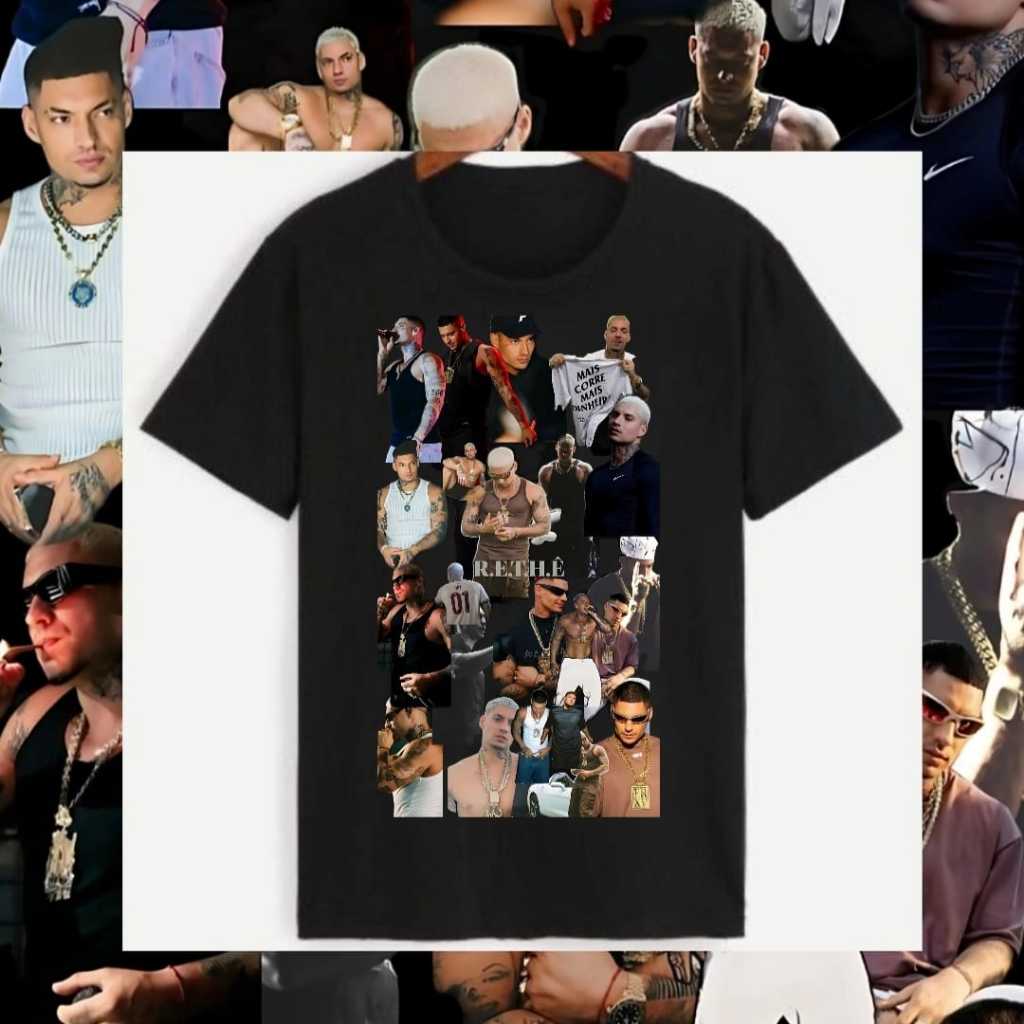 Camiseta Unissex 100% Algodão Filipe Ret Blusa Rapper Masculina Feminina Streetwear Hip Hop Trap