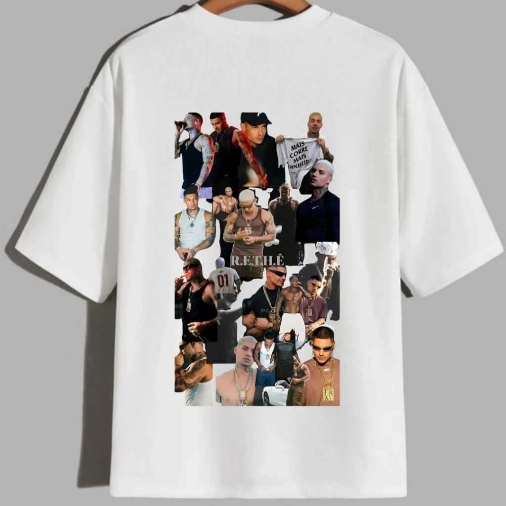 Camiseta Streetwear Unissex Camisa 100% Algodão Rap Hip Hop Trap Filipe Ret Blusa Masculina Feminina