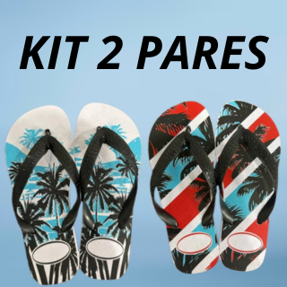 Kit 2 Pares de Chinelos Masculinos Estampados Confortáveis Antiderrapantes Casual Verão 37 ao 44 ENVIO IMEDIATO
