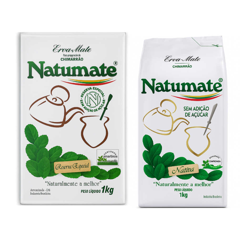 Erva Mate Gaúcha Natumate Nativa 1 KG Erva Mate Natumate Reserva Especial Embalada a Vácuo 1 KG