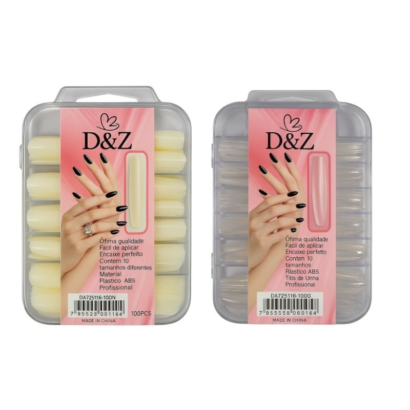 kit atacado Postiça curvatura C realista D&Z EXTRA GRANDE D&Z 100 unidades de Unhas postiças Transparente ou leitosa D&Z em Oferta na Shopee