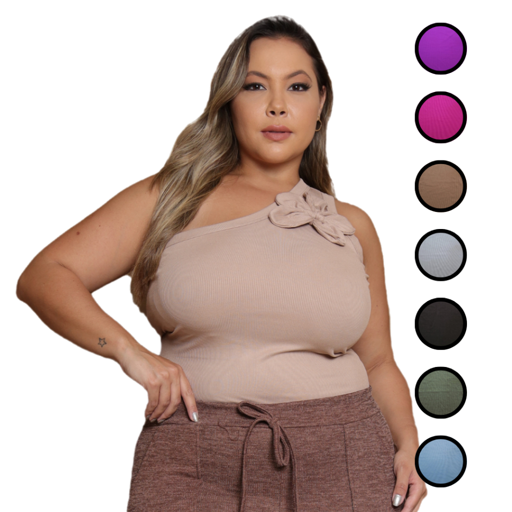 BLUSA PLUS SIZE MULA MANCA RIBANA COM FLOR em Oferta na Shopee