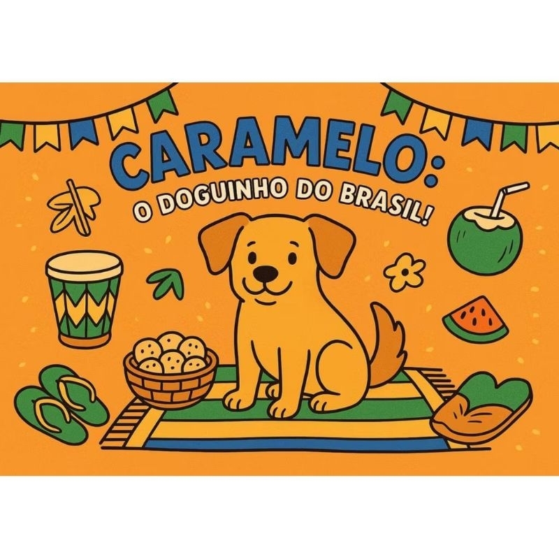 Livro de Colorir Cachorrinho Caramelo - 32 Páginas | Papel 120g | Acetato Ecológico