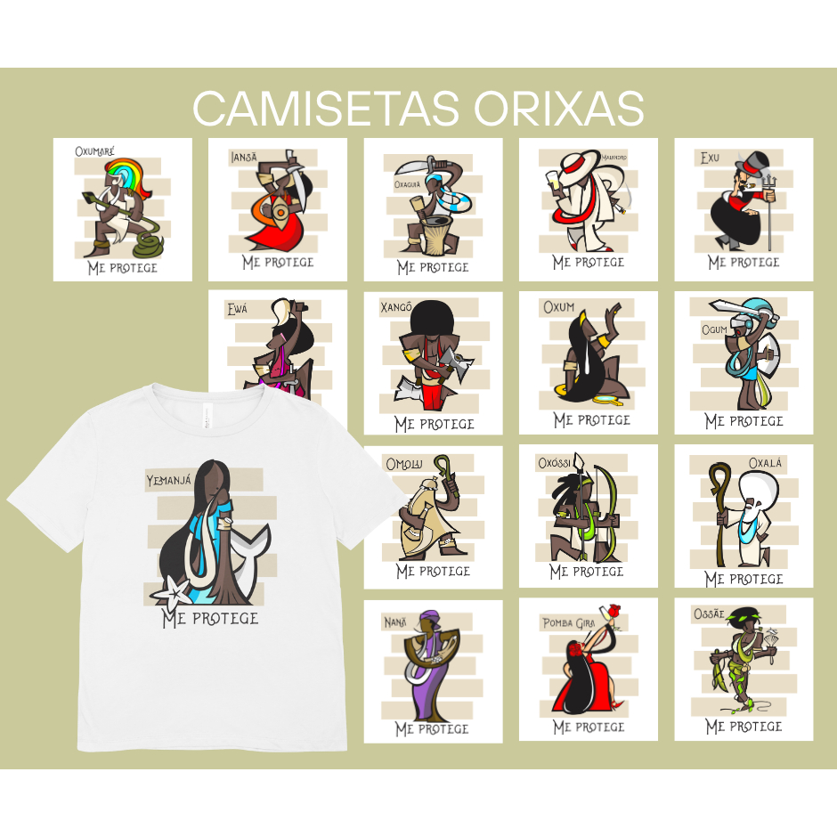 Camiseta Umbanda Personalizada Yemanja l Exu l Ewa l Ze Plintra l Ogum l Oxala l Pomba Gira