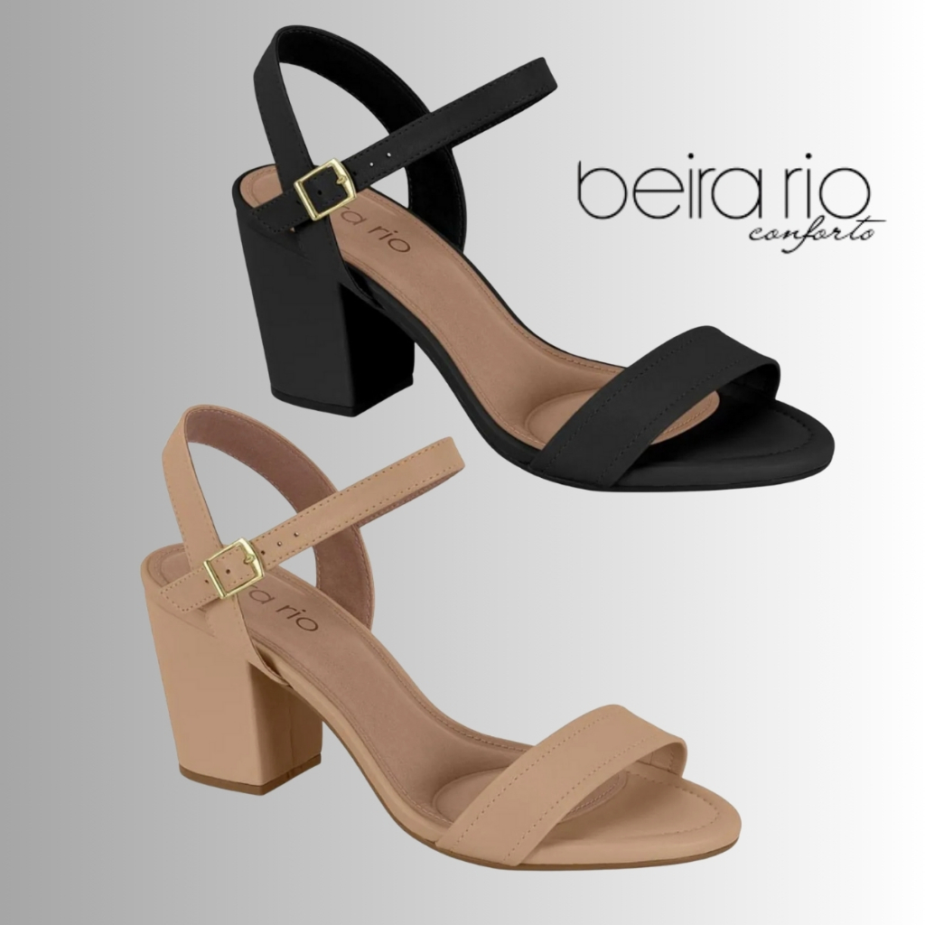 Sandalia Feminina Salto Bloco Beira Rio Casual Fivela | Lançamento ! | Produto Original Beira Rio !