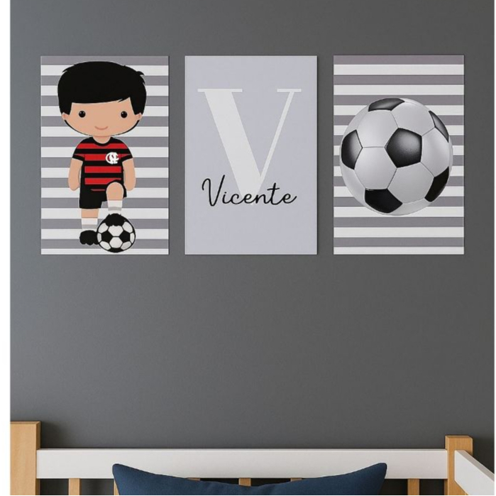 Kit Quadro futebol time Decorativo quarto Menino em Oferta na Shopee