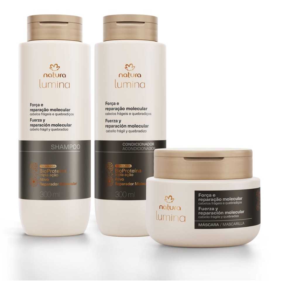 LUMINA NATURA FORÇA E REPARAÇÃO MOLECULAR SHAMPOO/CONDICIONADOR E MÁSCARA ESCOLHA SEU KIT