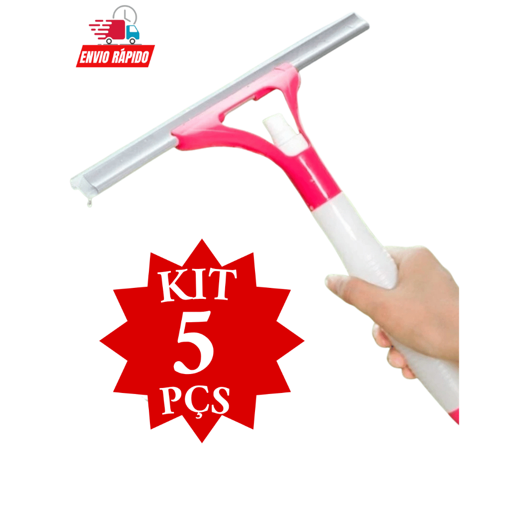 Kit 5 Rodo Rodinho Limpa Vidros Spray  2 Em 1 Com Reservatorio Borrifador Promoção