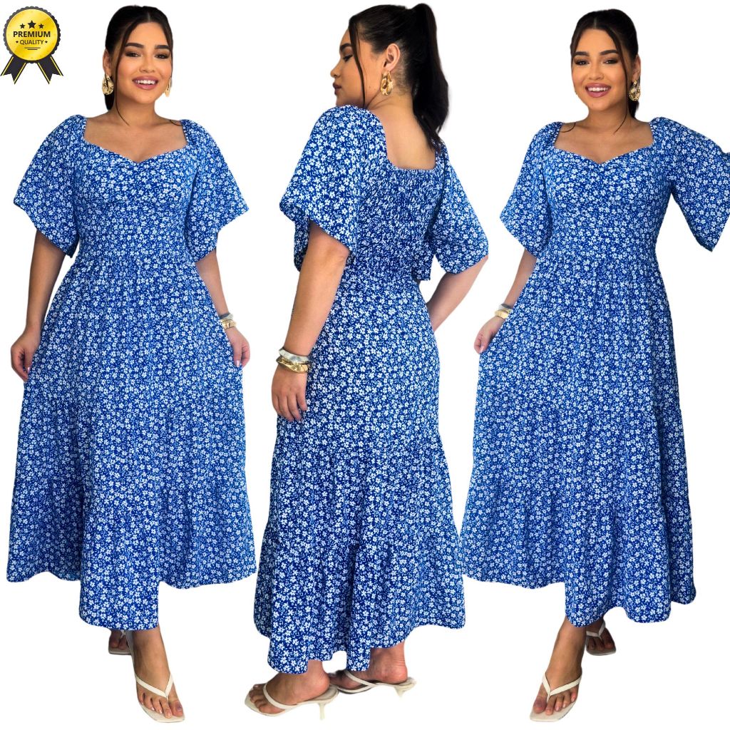 Vestido Midi Feminino Plus Size Floral com Bojo - Charme e Conforto na Medida Certa