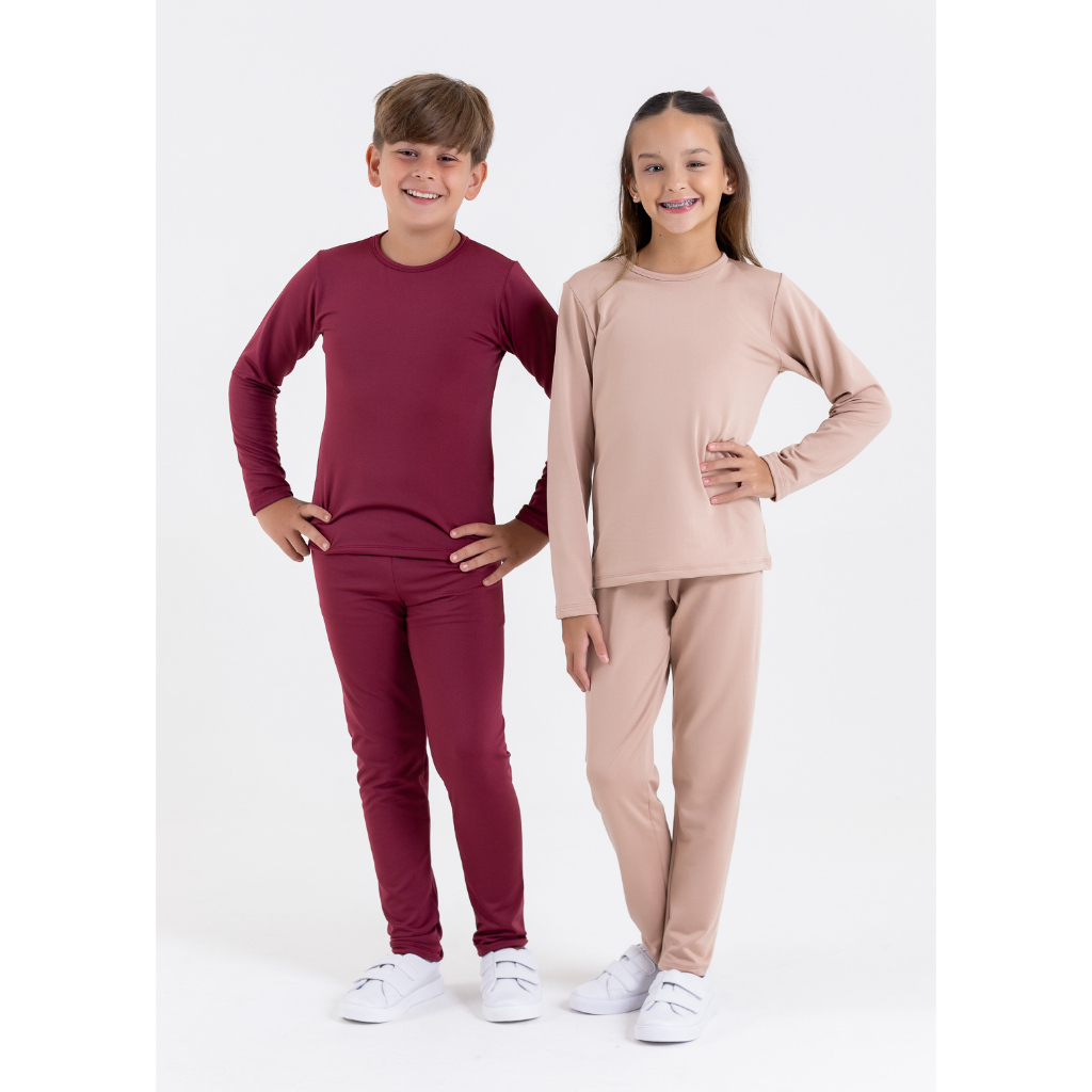Conjunto Infantil Térmico Peluciado Blusa e Calça Inverno Confortável