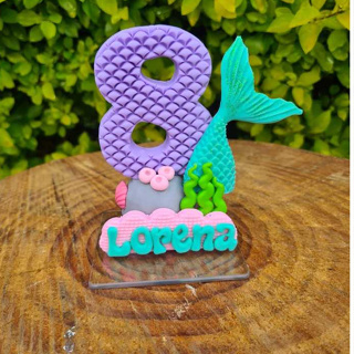 VELA DE BISCUIT FUNDO DO MAR, SEREIA COM NOME  E PAVIO em Oferta na Shopee