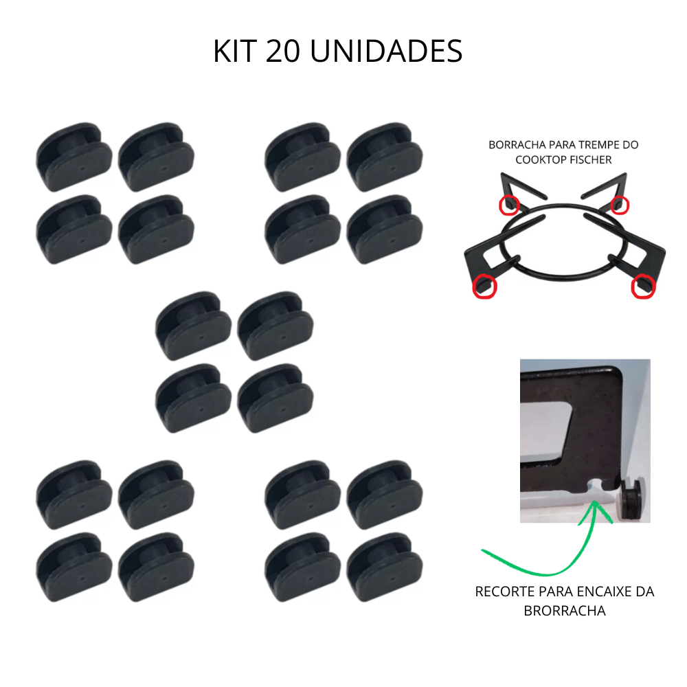 Imagem Borracha da Trempe Grade Cooktop Fogão Fischer - 20 Peças