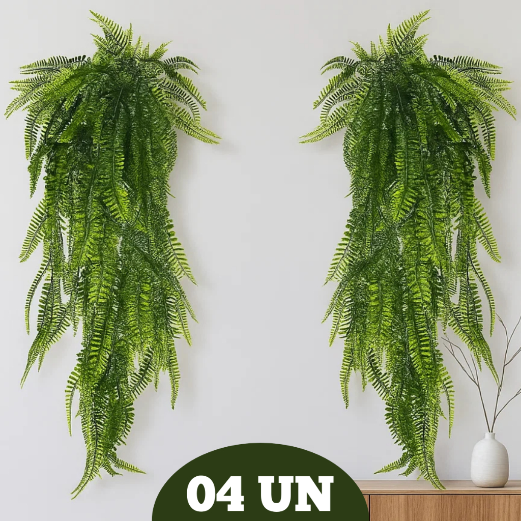 Kit 1/2/3/4 Samambaia Artificial 80cm Pendente Planta Decoração Jardim Flor Folhagem Verde