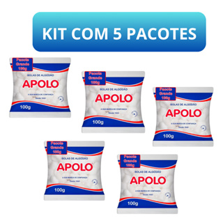Bolas de Algodão Apolo 100g Kit com 5 Pacotes - 100% Puro Ideal para Limpeza de Pele em Oferta na Shopee