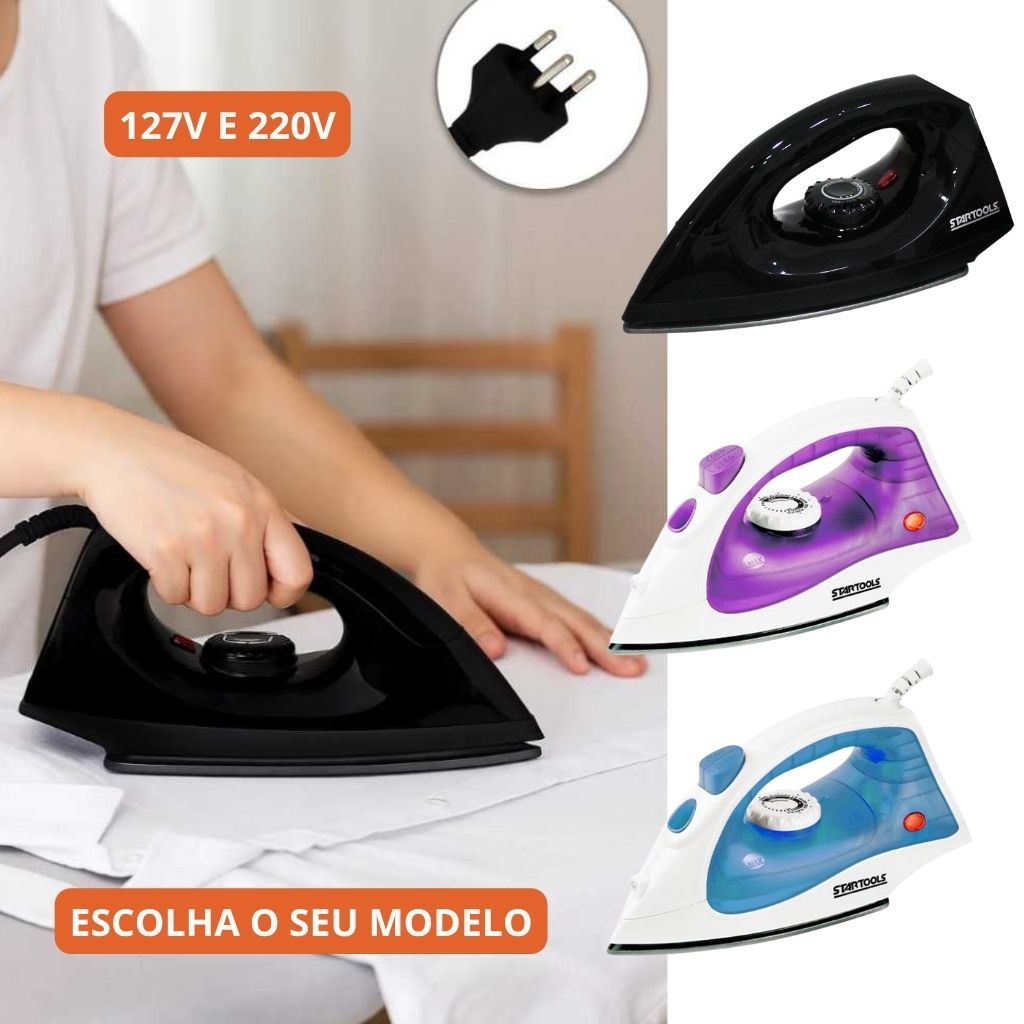 Ferro De Passar Roupas Base Cerâmica Leve Ergonômico 127V Ou 220V Proteção Antiaderente