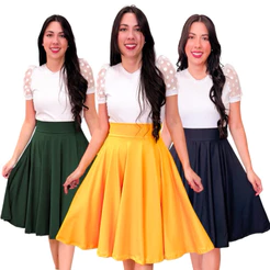 Saia Midi Godê Duplo 360° PRONTA ENTREGA!! Rodada Moda Feminina Midi Moda Evangélica Várias Cores Lisa Lançamento Cristã