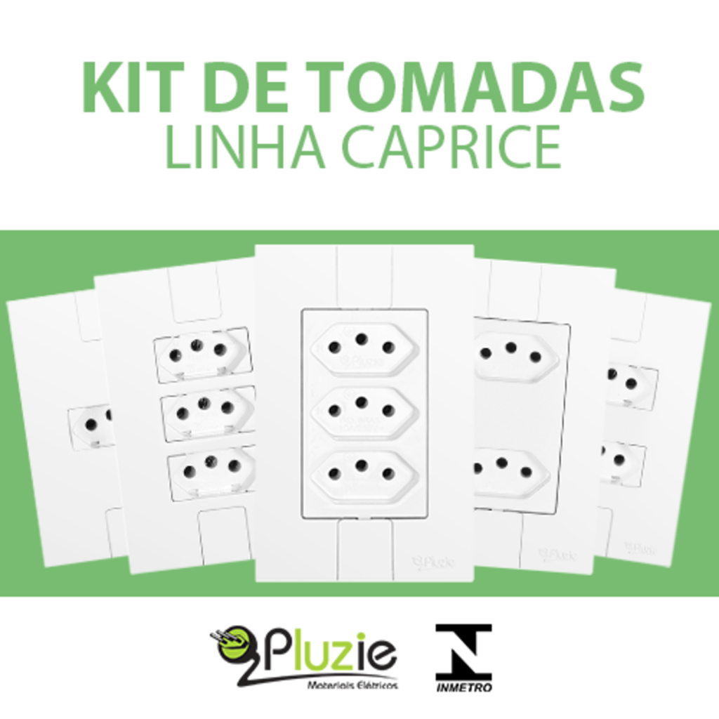 Kit de Tomada Pluzie Linha Caprice Branca 4x2 10A ou 20A