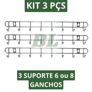 Kit 3 Suporte Cabide Ganchos Aramado de 6 ou 8 ganchos em Oferta na Shopee