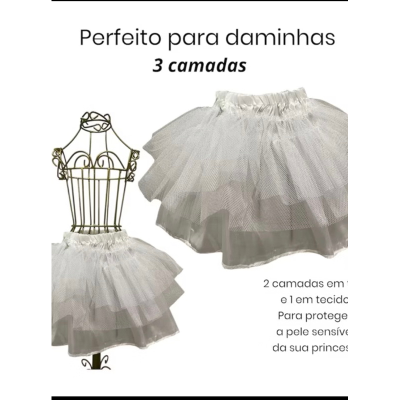 Saiote Festa Infantil Volume em Vestido Festa Bebê Menina em Oferta na Shopee