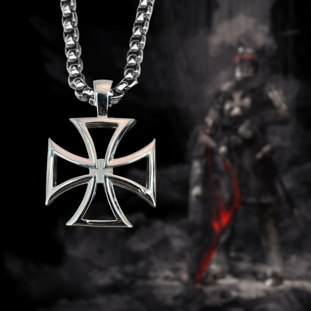 Colar Pingente Templário Cruz Malta Cavaleiro Metal cod.3280