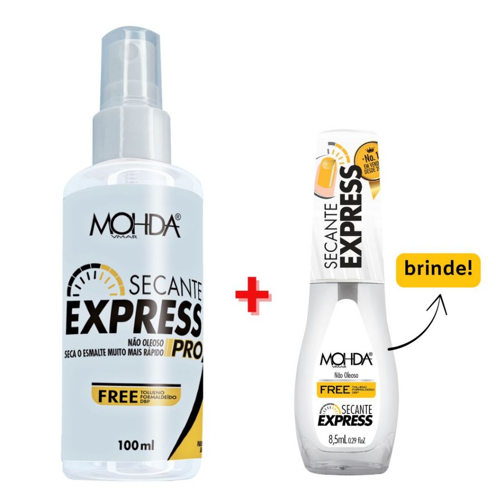 Secante Express  Spray Mohda 100ml +  Secante 8,5 ml brinde - NÃO OLEOSO