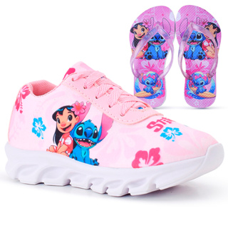 Kit Tênis Infantil Stitch Menina Casual + Chinelo Infantil em Oferta na Shopee