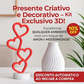 Kit Presente Decorativo ❤️ Totem de Corações + Vaso Exclusivo para Encantar em Qualquer Momento em Oferta na Shopee
