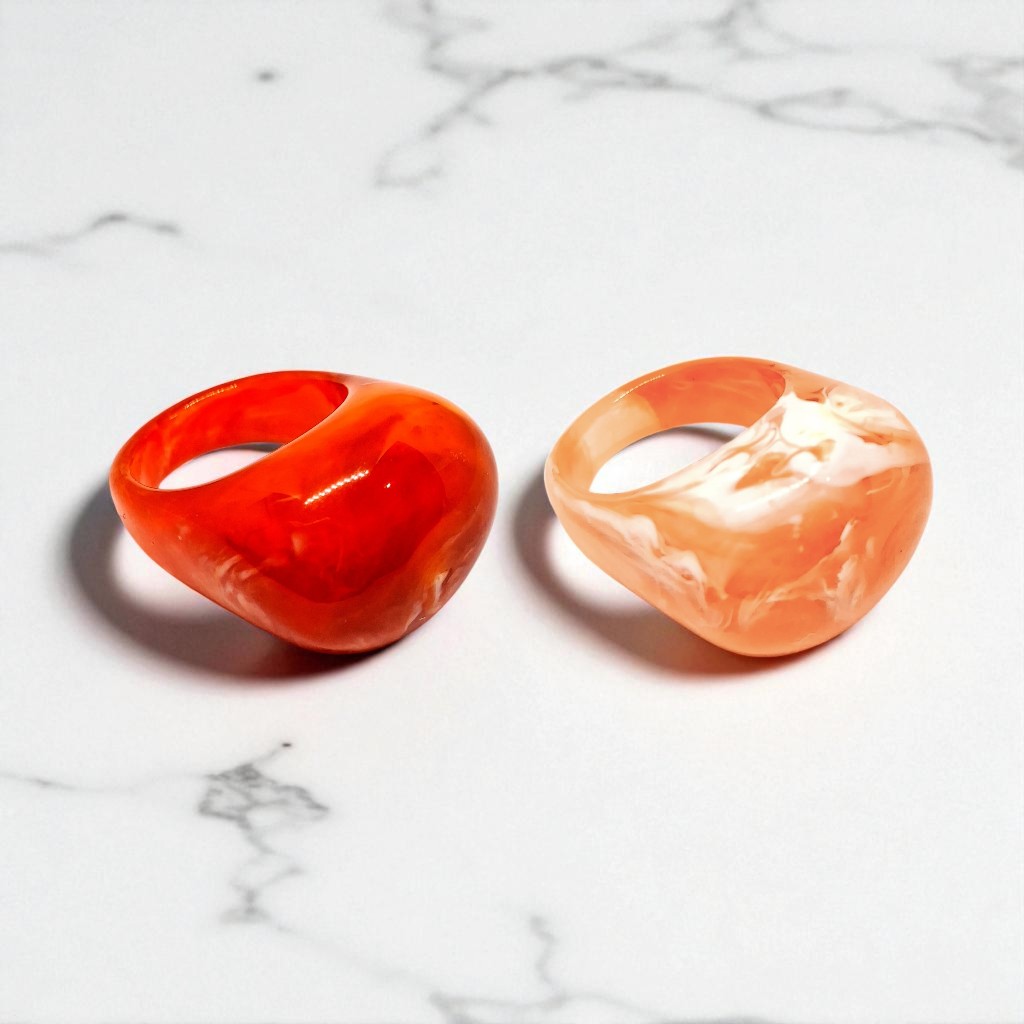 Kit 2 Aneis Resinado Oval Marmorizado Cores em Oferta na Shopee