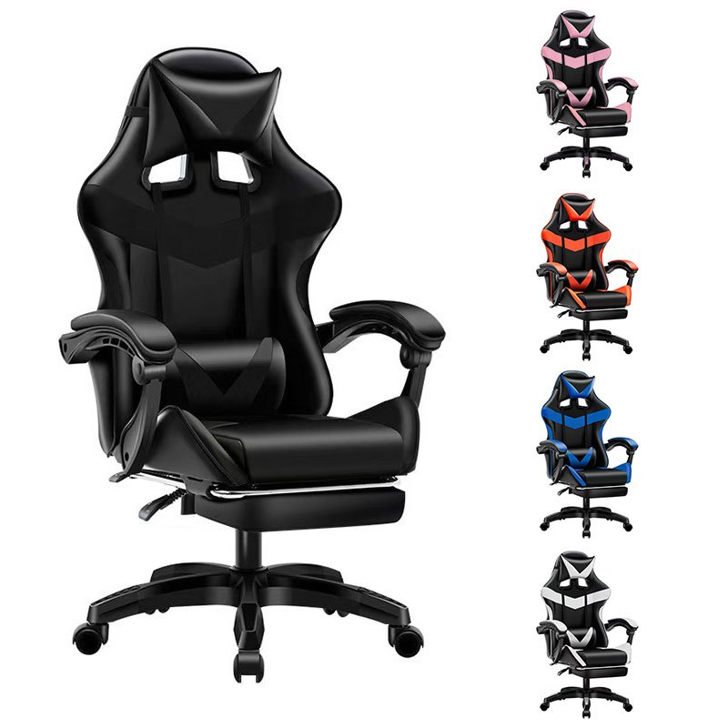 Cadeira Ergonômica Gamer Reclinável 180° | Apoio Lumbar, Cabeça e Braços | Couro Sintético-F19