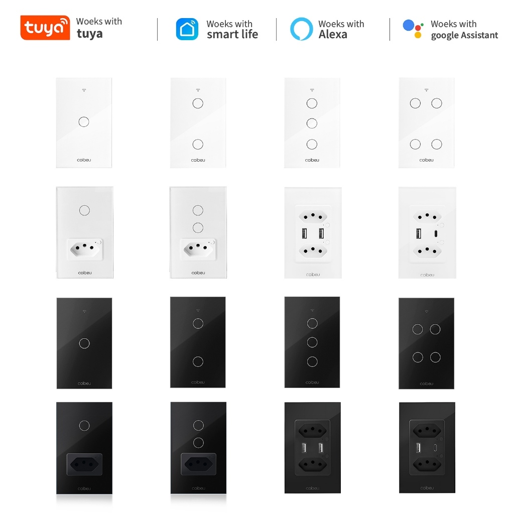 COIBEU Interruptor inteligente de toque wifi remoto 1 2 3 4 6 de luz de ganga controle de voz tuya