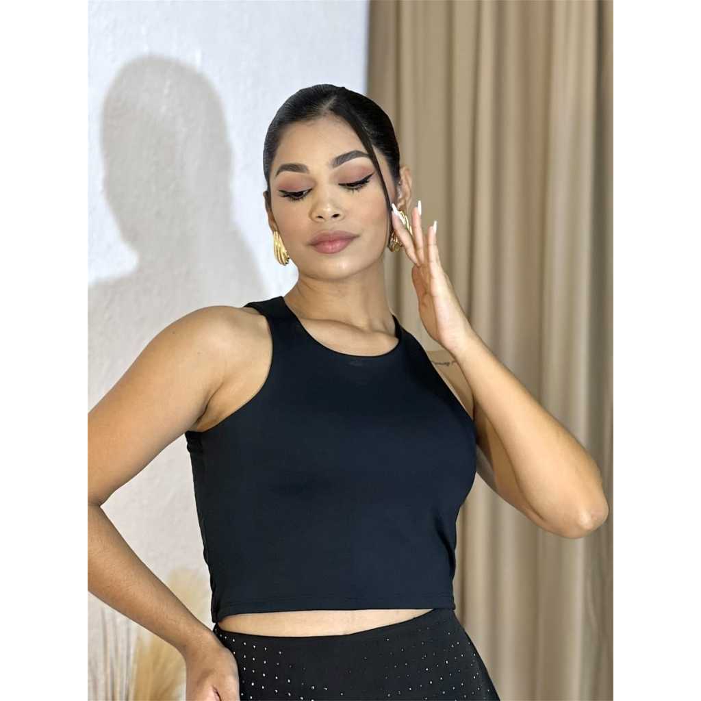 Cropped Regata Blusa Basica Suplex Liso Tendencia Moda Blogueira Luck Feminino