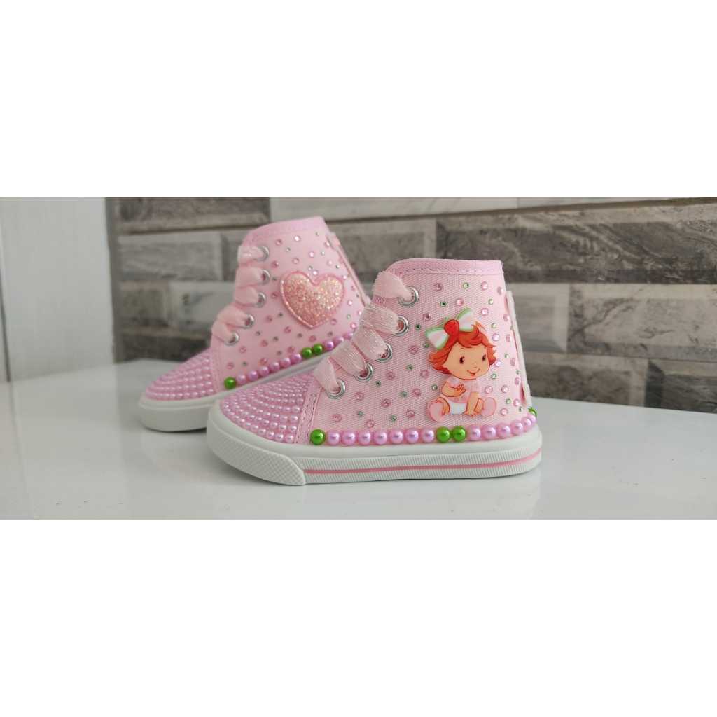 Tenis Infatil Personalizado Cano Alto Modelo Moranguinho