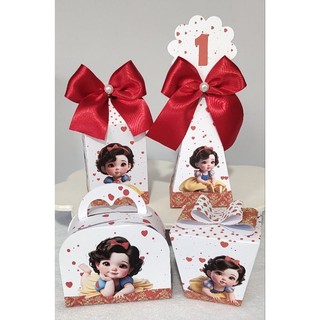 KIT FESTA BRANCA DE NEVE BABY VERMELHA LEMBRANCINHA E CAIXINHAS BRANCA DE NEVE LEMBRANCINHA PEGUE E MONTE