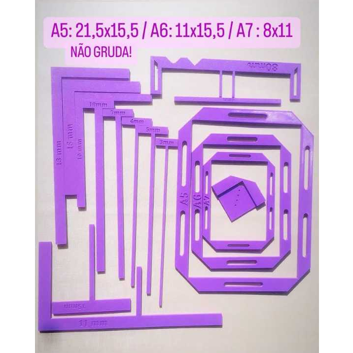 Kit 16 peças-Gabaritos para Papelaria Criativa-scrapbooking,cartonagem,encadernaçao,artesanato