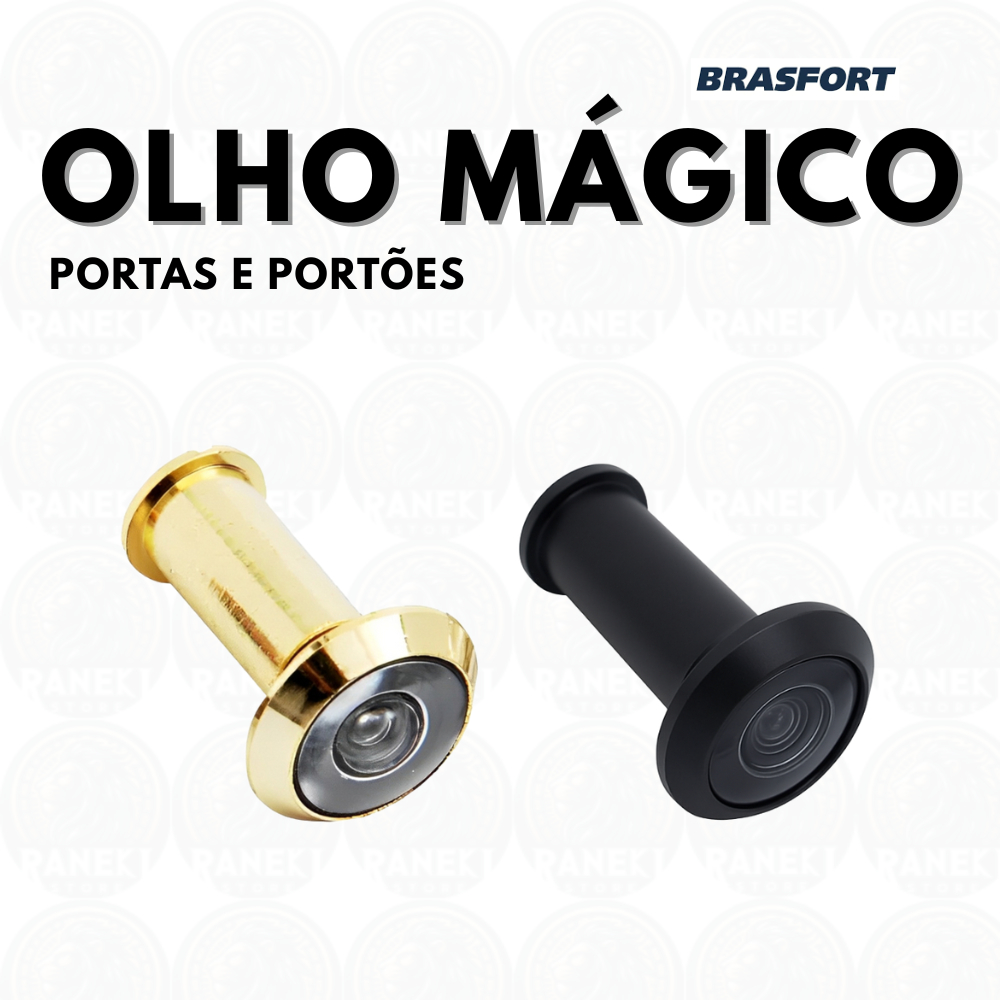Olho Magico Visor para Portas e Portões Latão Preto e Dourado | Brasfort