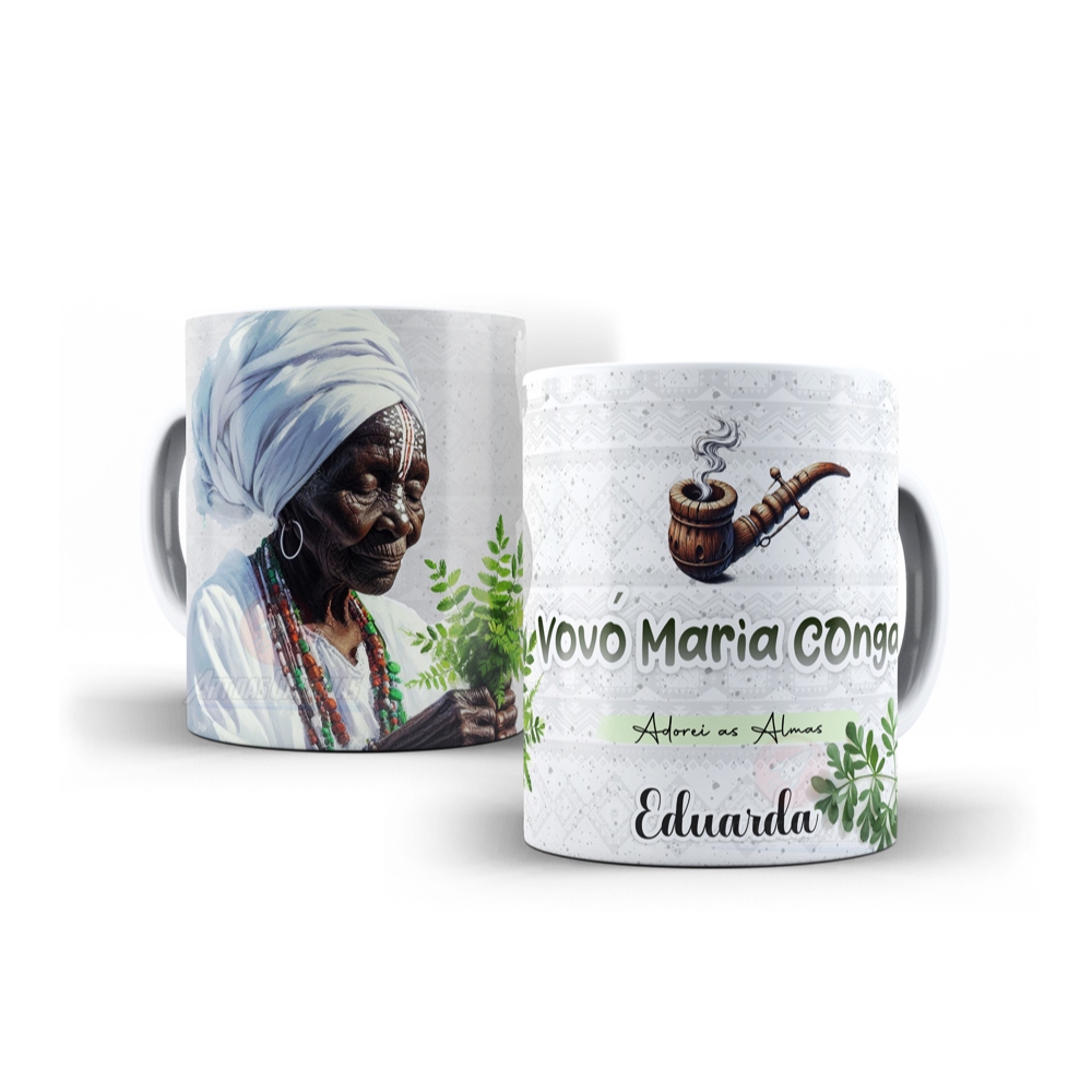 Caneca Preta Velha Vovó Maria Conga Porcelana Personalizada Umbanda Candomblé em Oferta na Shopee