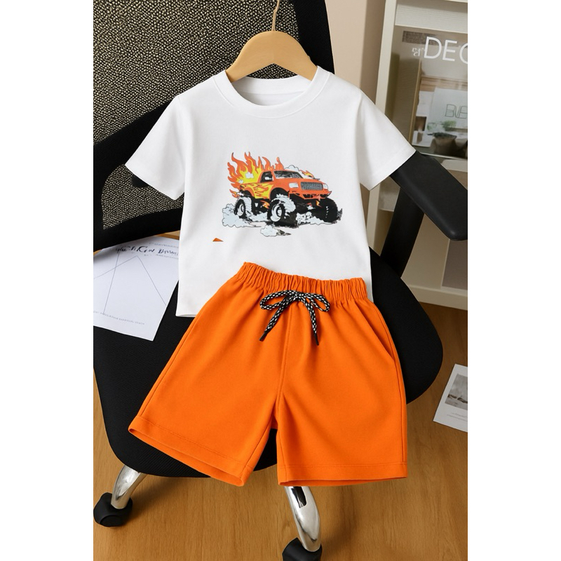 moda infantil camiseta infantil masculina confortável -CAMISETA branca estampa carro