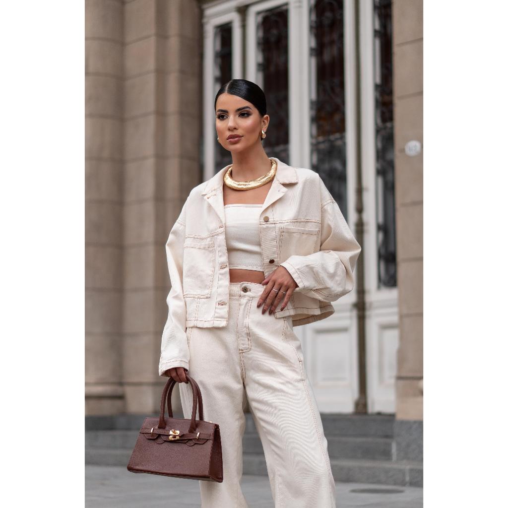 Jaqueta jeans Pocket oversized,jaqueta jeans curta com bolsos na frente