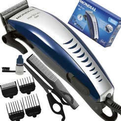 Kit Maquina de Corte Mondial Cabelo Barba Hair Stylo CR-07 com 4 Pentes