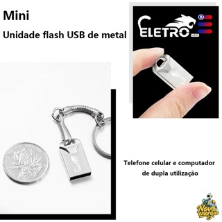 Mini pen drive USB portátil de metal de alta velocidade de 8 GB e 16 GB, prático para PC e laptop em Oferta na Shopee