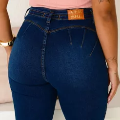 Calça Jeans Feminina Skinny Sem Bolso com Modela Bum Bum Premium Com Elastano Lycra Cintura Alta