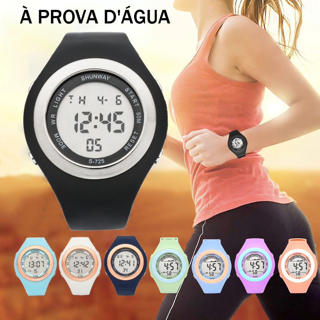Relógio Feminino Digital A Prova D Água Eletrônico Esportivo Original Redondo Led Relógio Feminino Digital A Prova D Água Eletrônico Esportivo Original Redondo Led