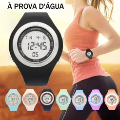 Relógio Feminino Digital A Prova D Água Eletrônico Esportivo Original Redondo Led