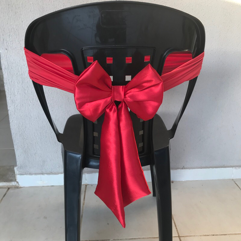 laço para cadeira VERMELHA ( faixa de lycra com laço fixo)