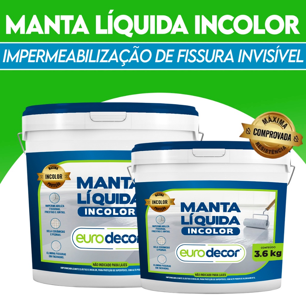 Super Manta Liquida 3,6KG E 8KG Multiuso Incolor Invisivel Para Impermeabilizaçã